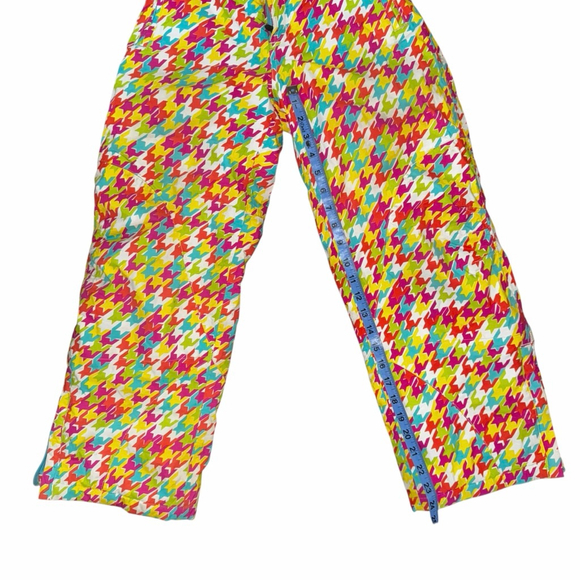L.L.Bean Kids Houndstooth Ski Pants 10 Multicolor Insulated Snow Pink - Picture 2 of 7